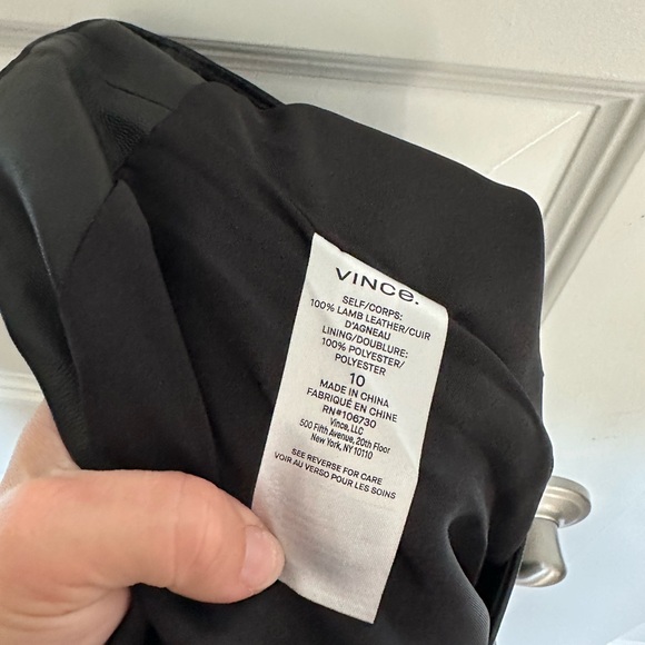 Vince Black Leather Pleat Tapered Pants - Picture 9 of 12